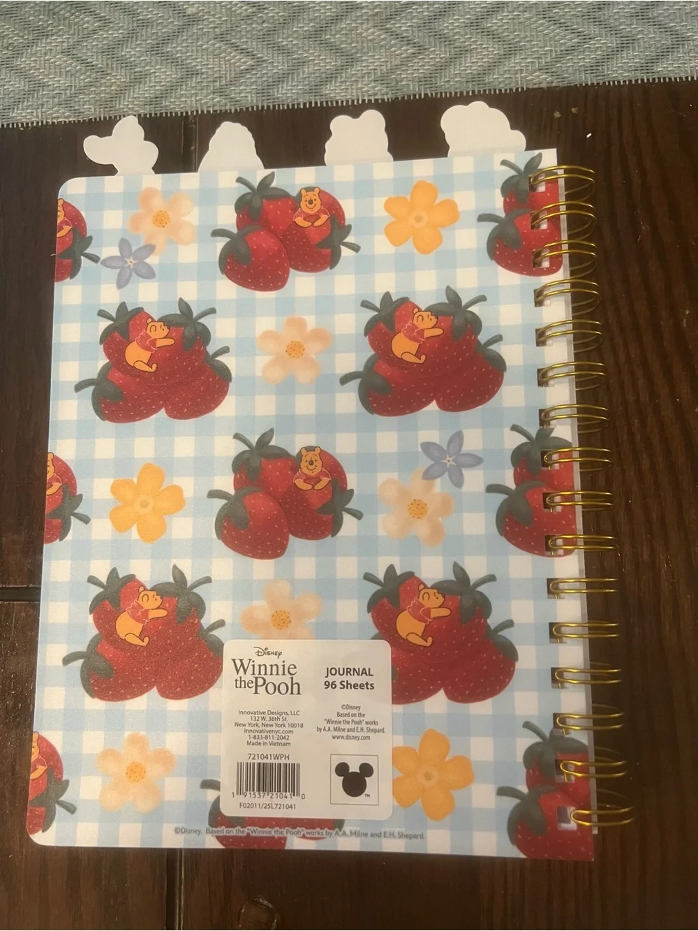 Disney Winnie the Pooh with Strawberries Spiral Tabbed Journal